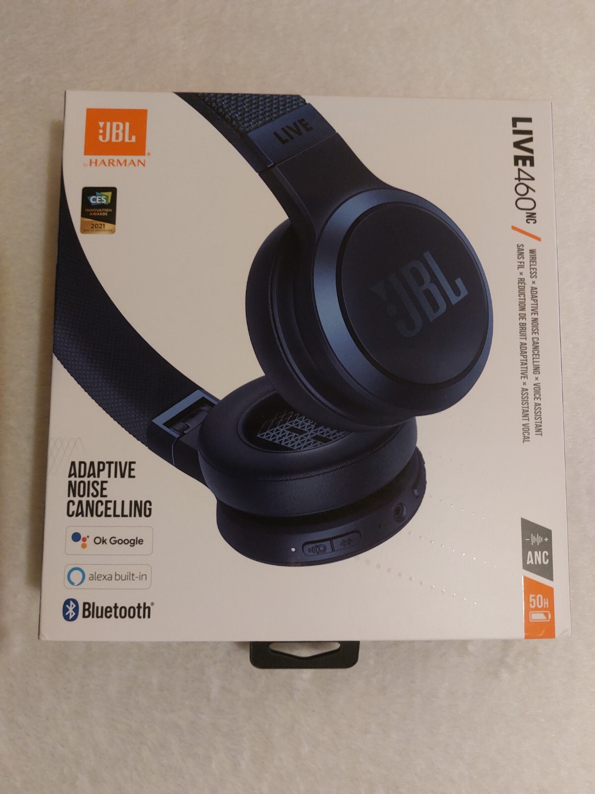 JBL Live460NC – Wireless Adaptive Noise Cancelling Voice Assist Headphones BLUE