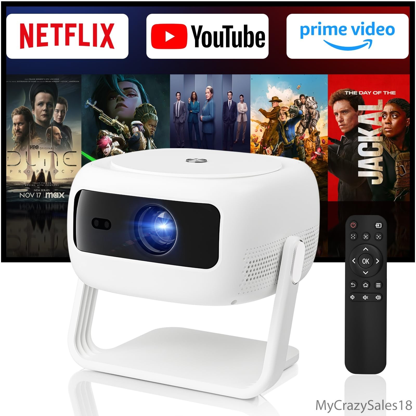 Native 1080P HD Projector with 4K Support, WiFi 6, Bluetooth