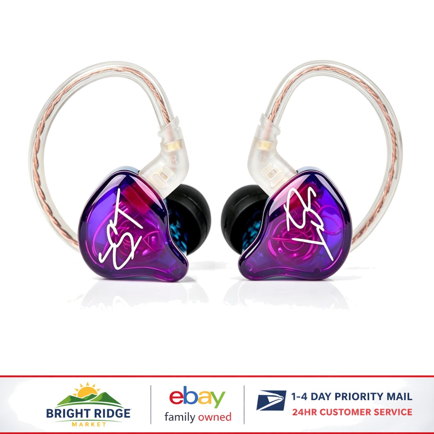 Colorful Hybrid In-Ear Headphones with Sound Isolation & Detachable Cable