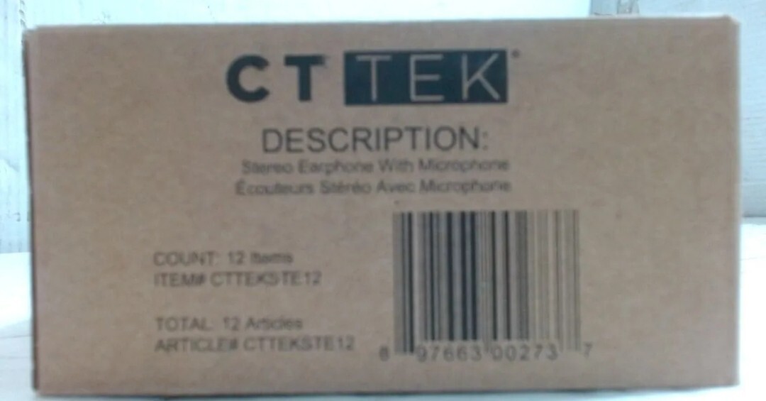 NEW Lot of 12 CT Tek CTTEKSTE Stereo Earphone with Microphone(10)