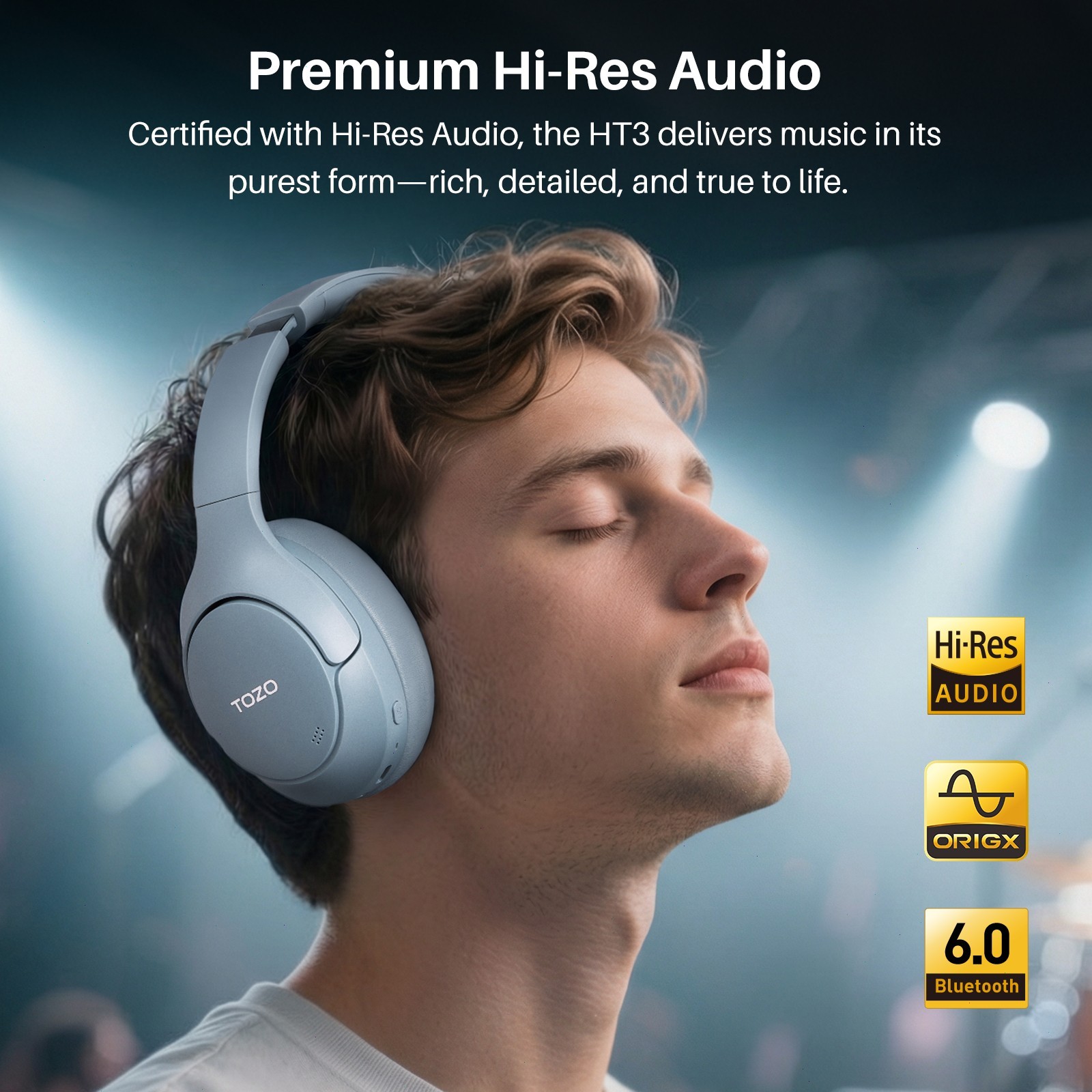 TOZO HT3 Over Ear Bluetooth Headset ANC Noise Cancelling Headphone AI Chat w/APP