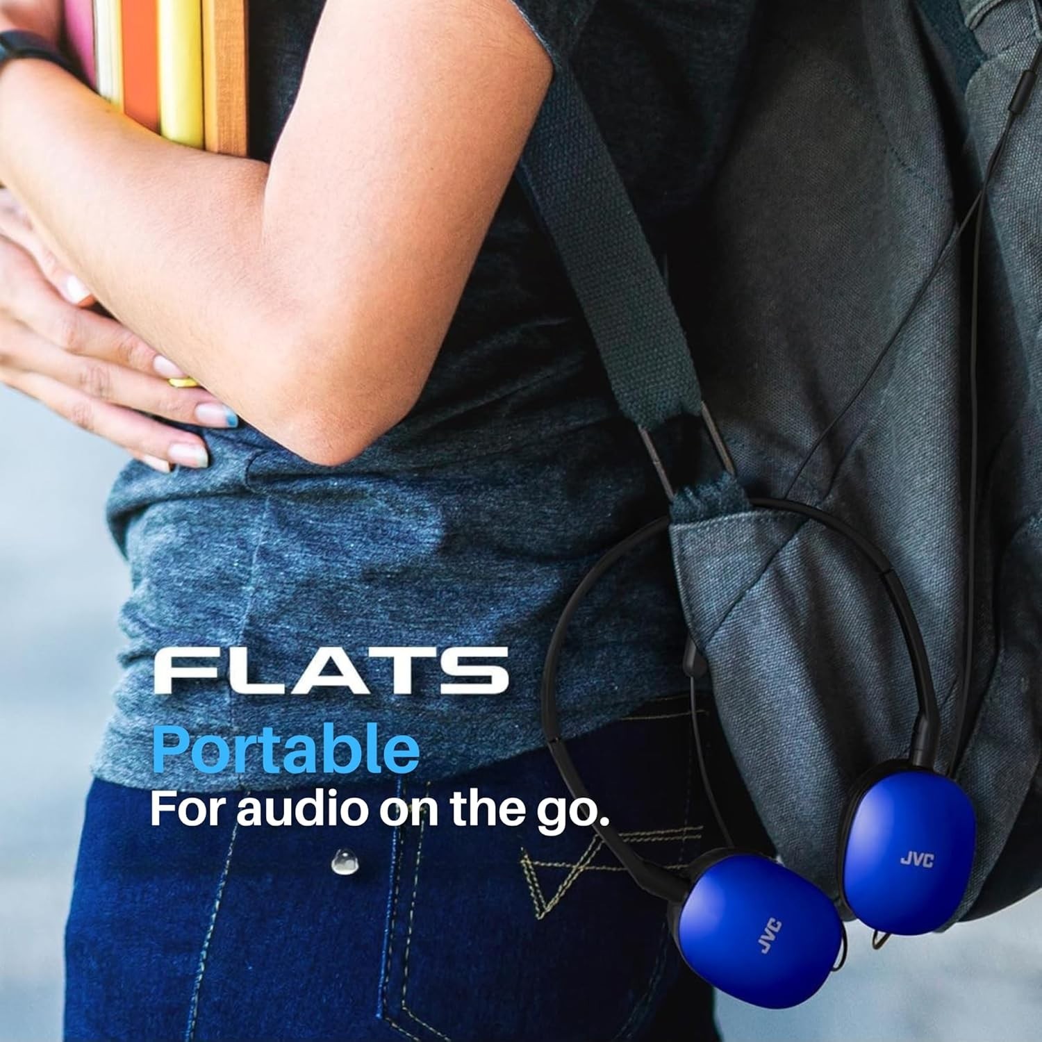 Wired On-Ear Headphones Flat Foldable Design 30mm Driver Built-In Microphone