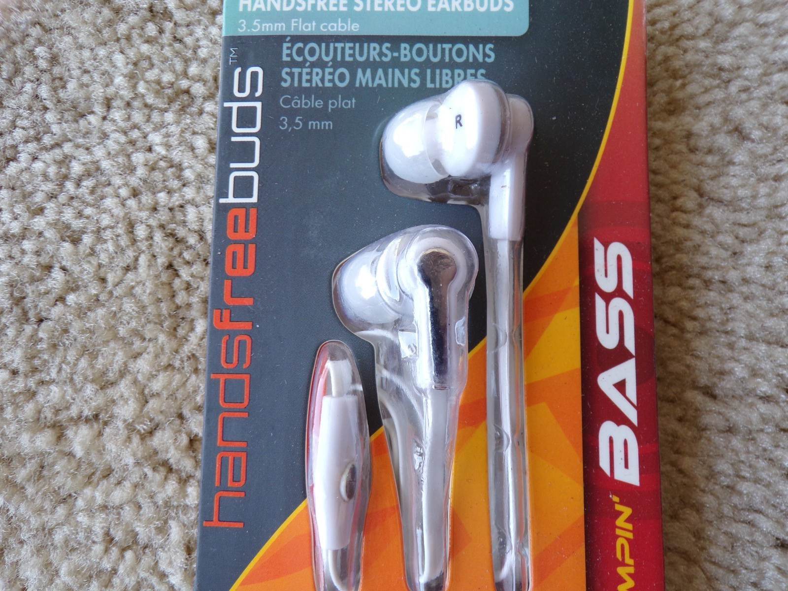 Powerup Stereo Earbuds 3.5 mm Handsfree 4 Ft Cable; @c17