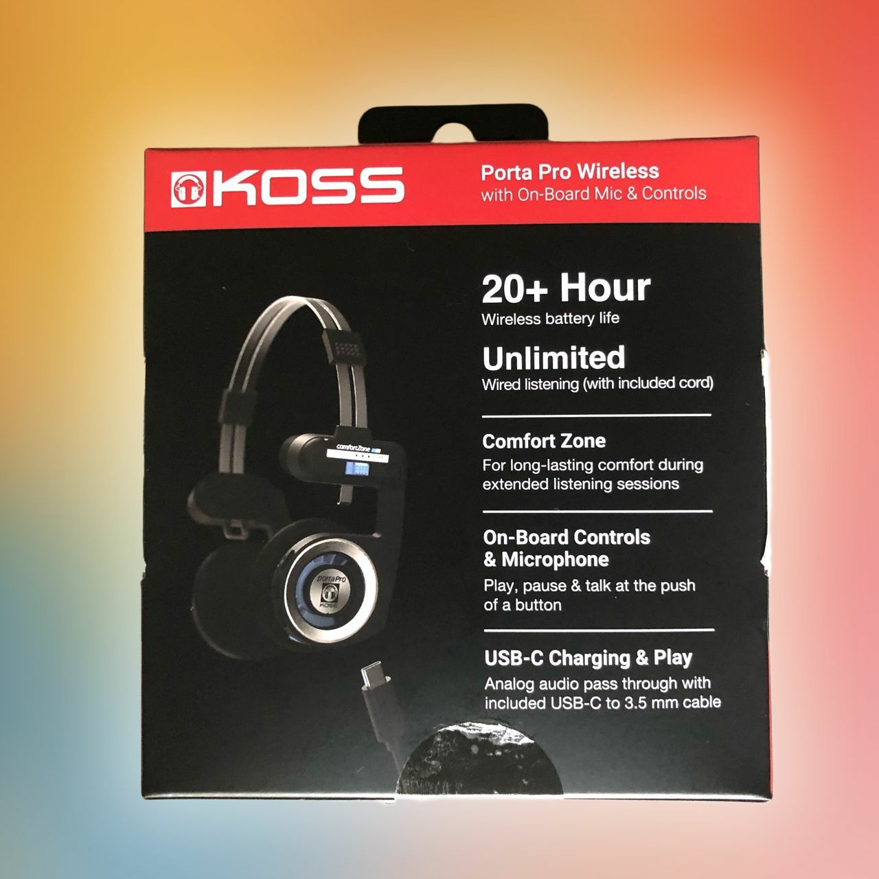 Koss Porta Pro Wireless 2.0 Bluetooth On-Ear Headphones – Black