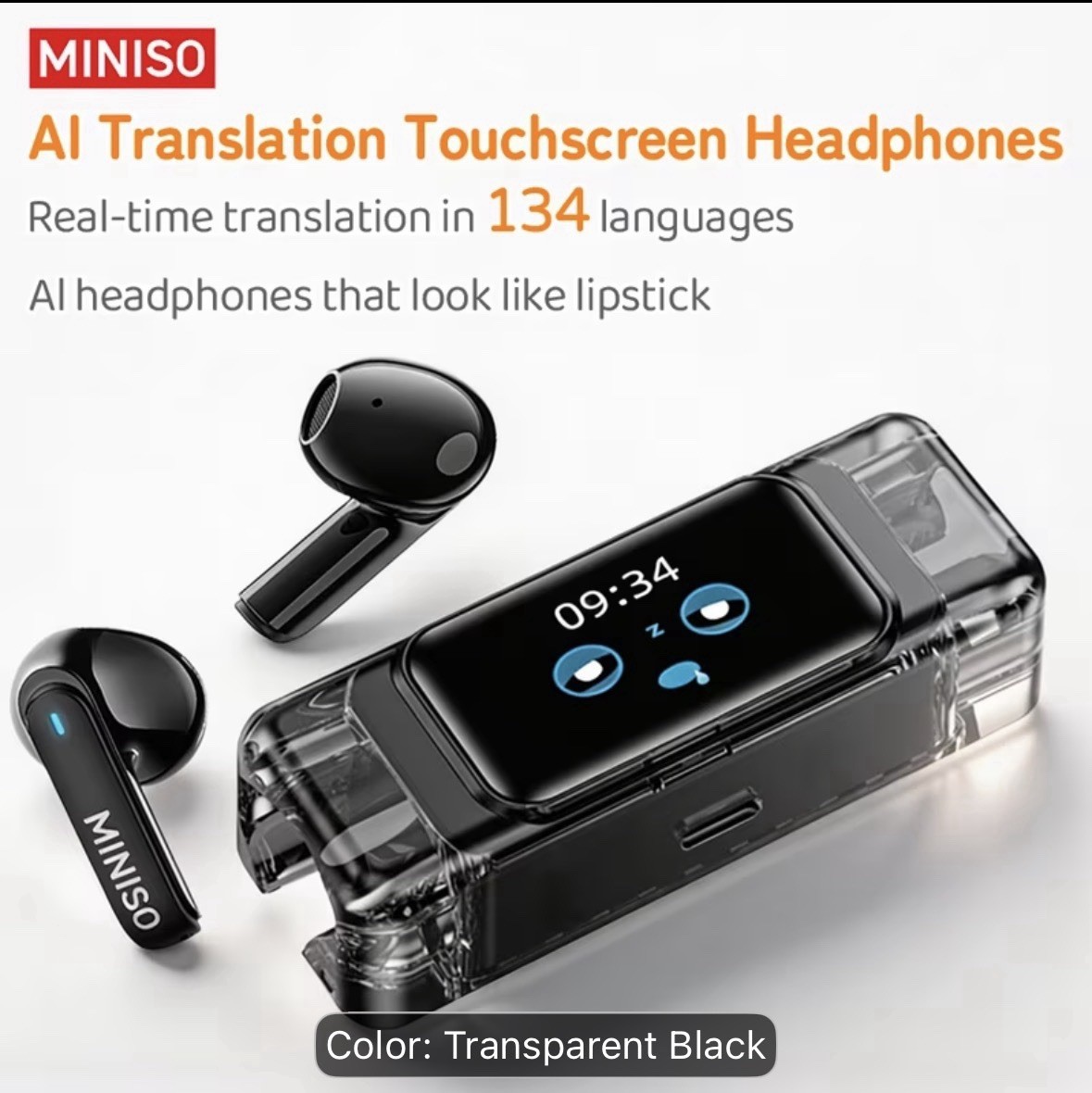 2026 Miniso AI Earbuds with Screen 134 Languages Voice Translation 360 Sound NEW