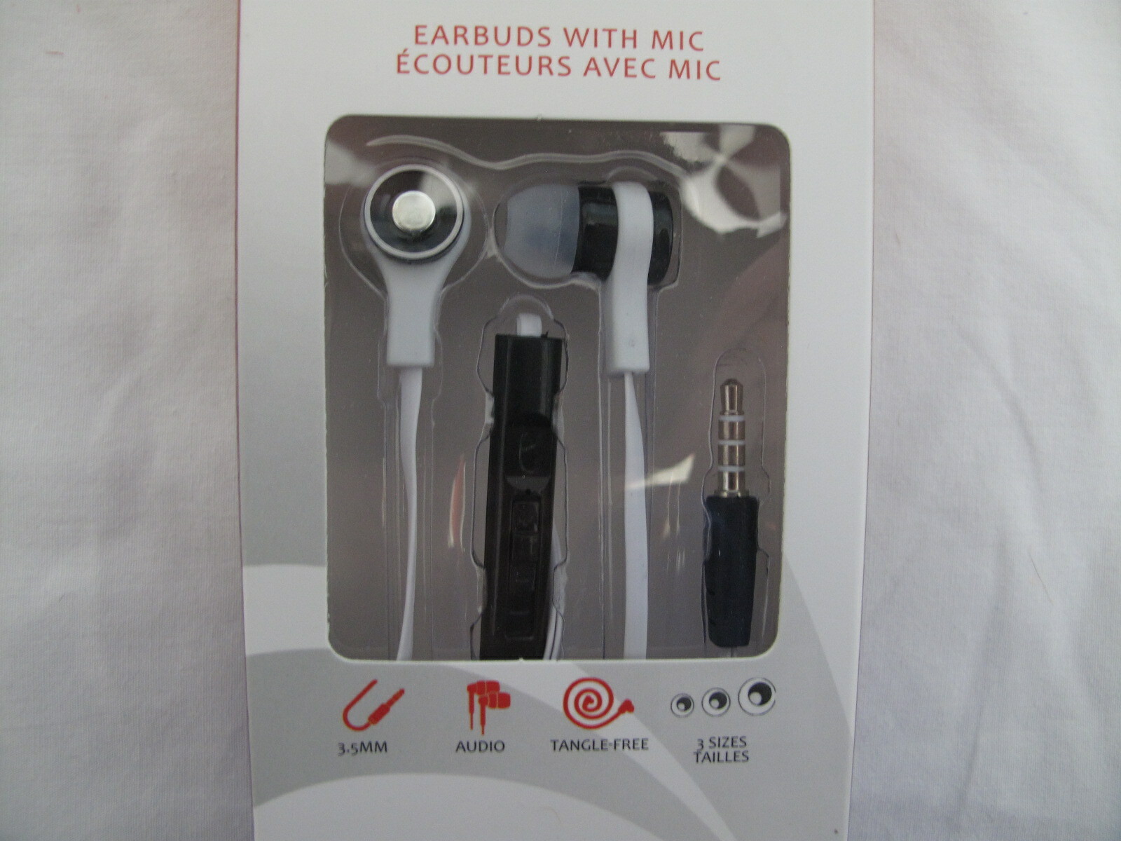 (1) NEW Xtreme Sound “Skinny Buds” Earbuds with Mic 3.5mm Tangle Free – WHITE