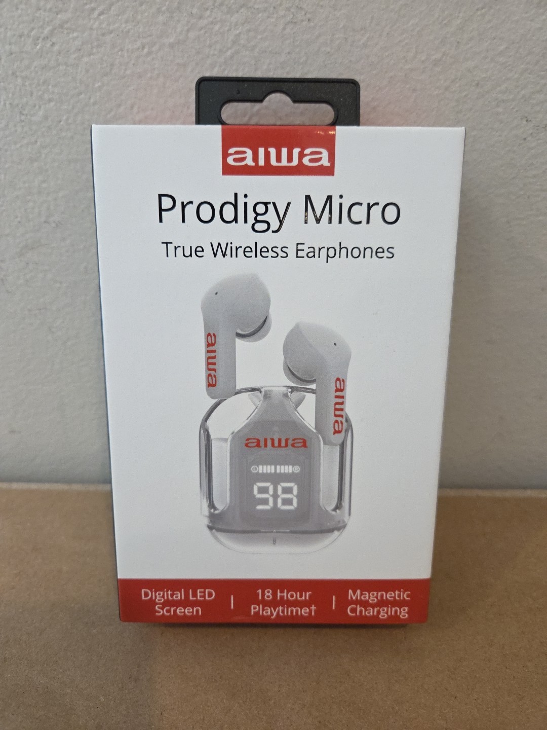 Aiwa Prodigy Micro True Wireless Earphones LED Screen Touch Controls 19 Hrs NEW