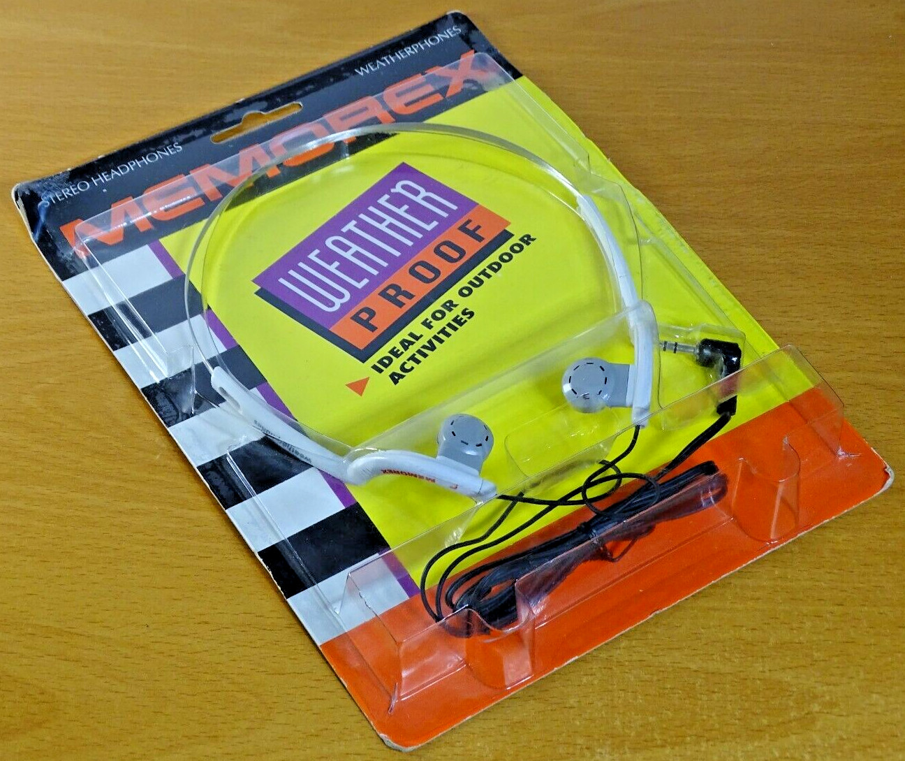 MEMOREX Weather Proof Stereo Headphones NOS SEALED ORIGINAL PACKAGE VTG RARE