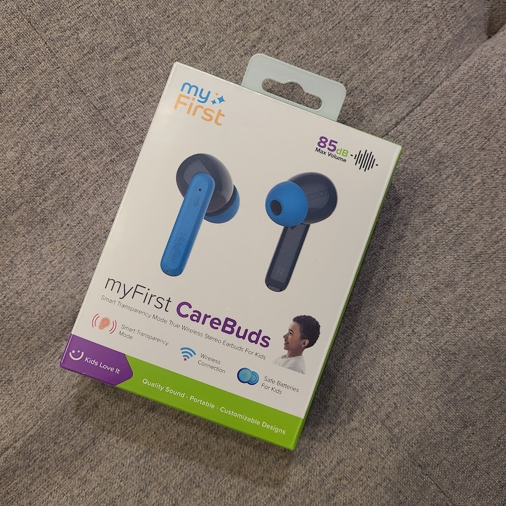 myFirst Carebuds Kids Earbuds Ear Pods – Also for Adults, Bluetooth, Space Blue