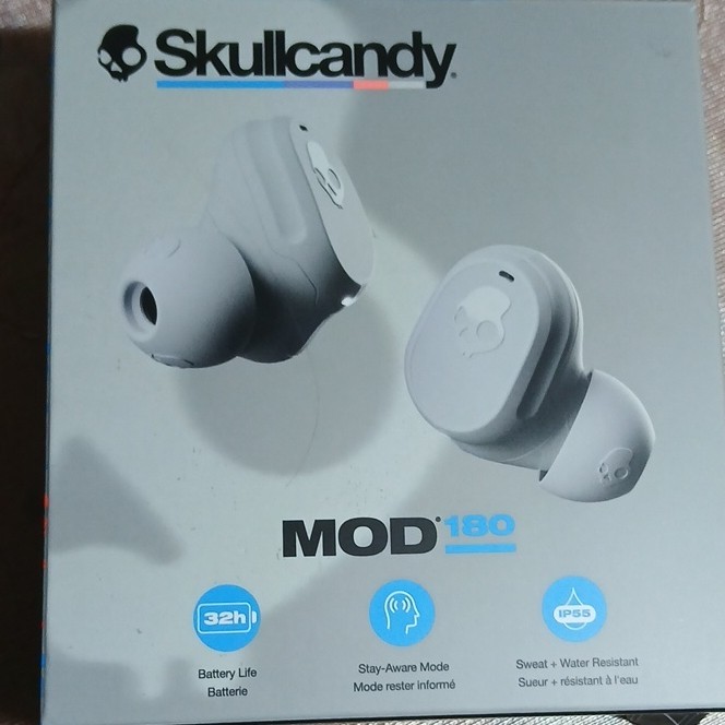 Skullcandy MOD 180 Wireless Earbuds White, IP55 Water Resistant, Built-In Mic