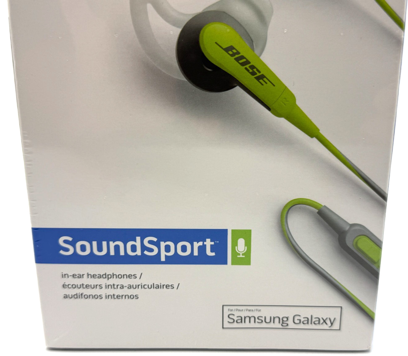 BOSE SoundSport in-ear headphones Wired Samsung Galaxy Controls Green / Grey NEW