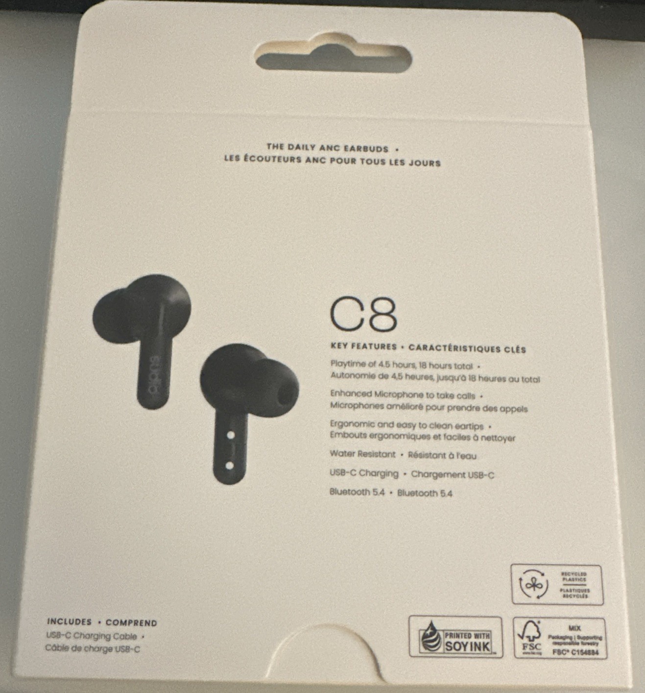 Sudio C8 The Daily ANC Earbuds Noise Canceling, Balanced Listening, Black, NEW