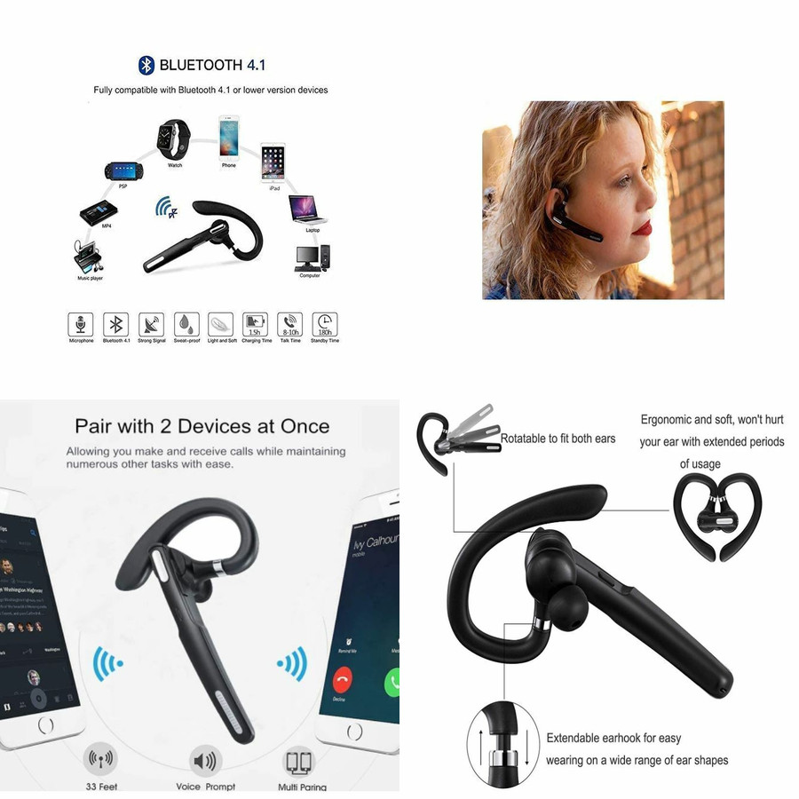 Trucker Wireless Bluetooth Mic NOISE CANCELLING Headset Microphone Earpiece Car