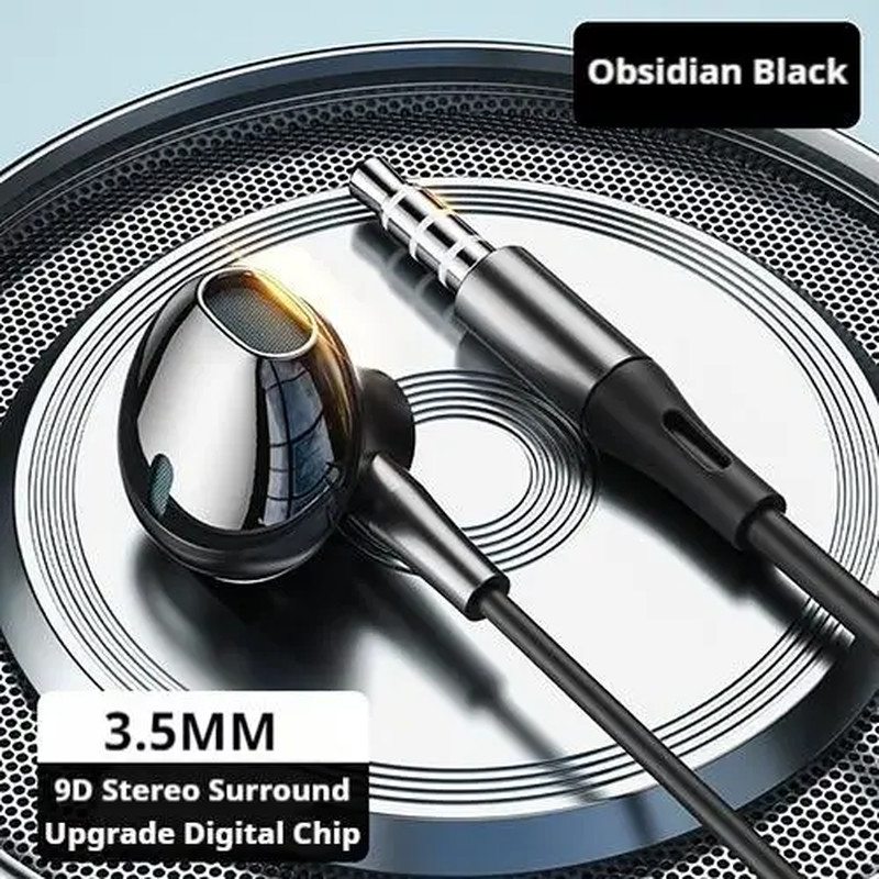 9D Surround Bass Type C&3.5Mm Headphones Wired Control Headset with HD Mic Earbu