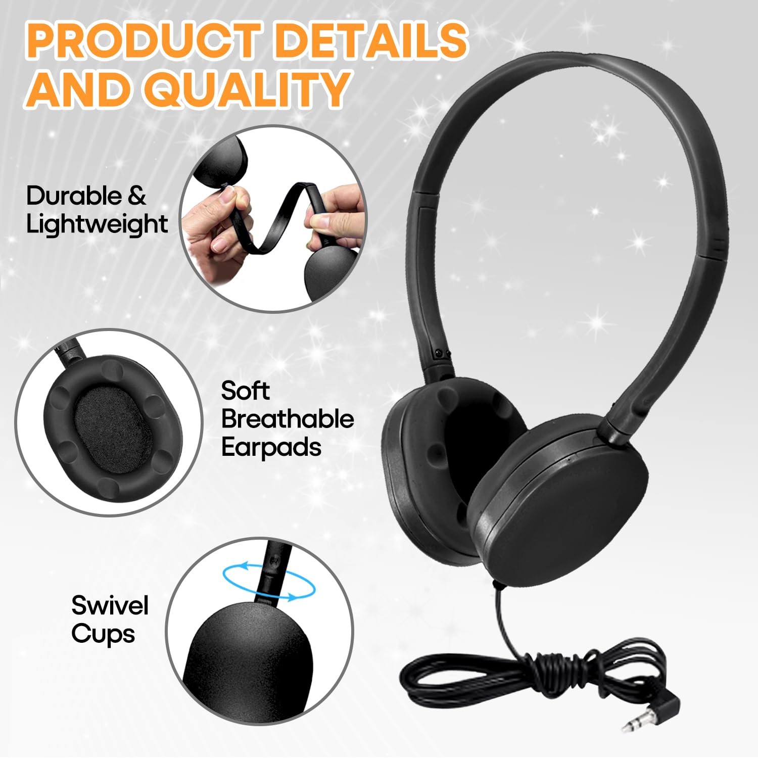 Classroom Headphones Bulk 100 Pack for School Kids K-12,Wholesale Durable Ear…