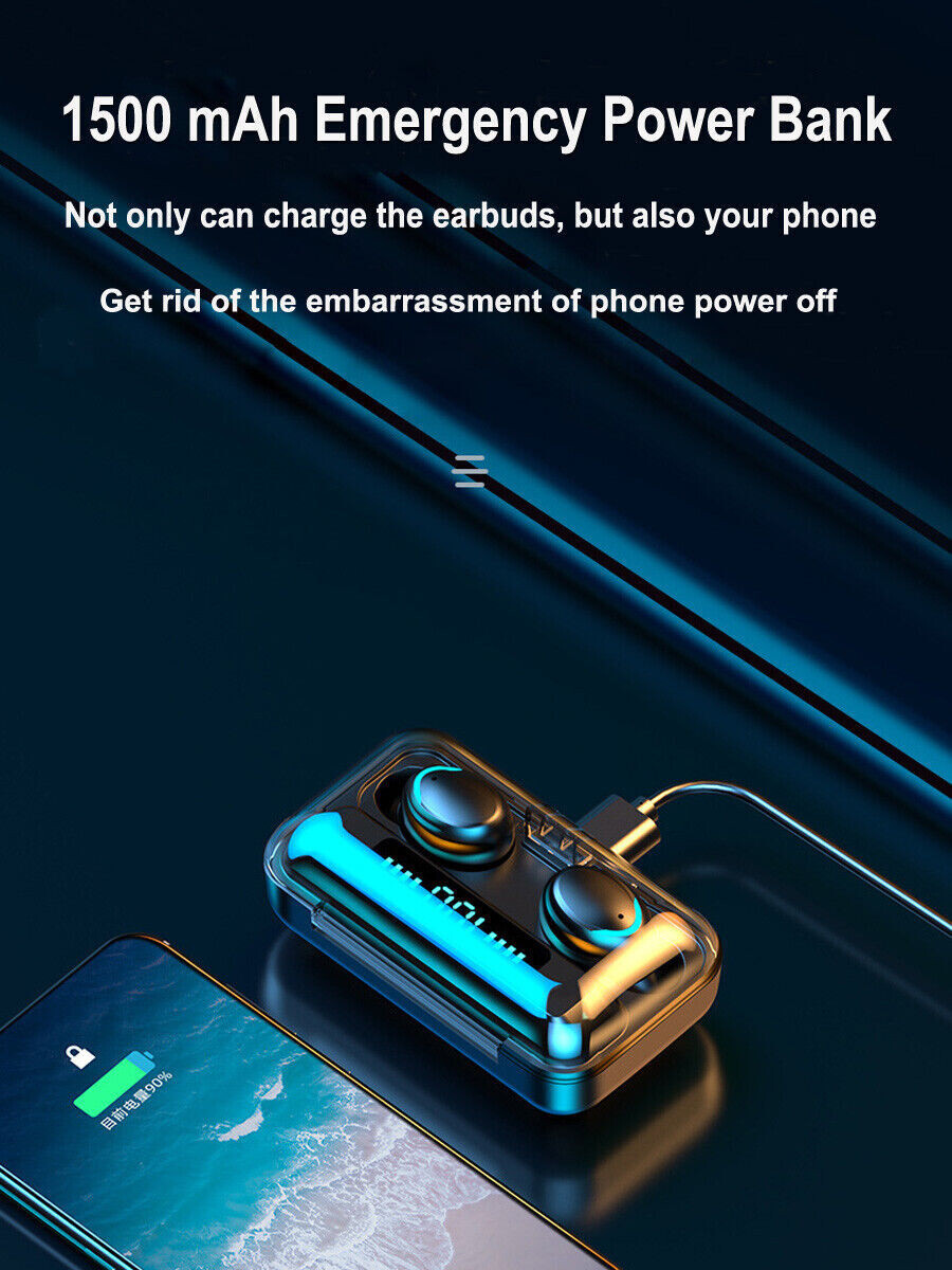 Bluetooth Earbuds Headset 5.3 In-Ear Wireless Noise Cancelling with Power Bank