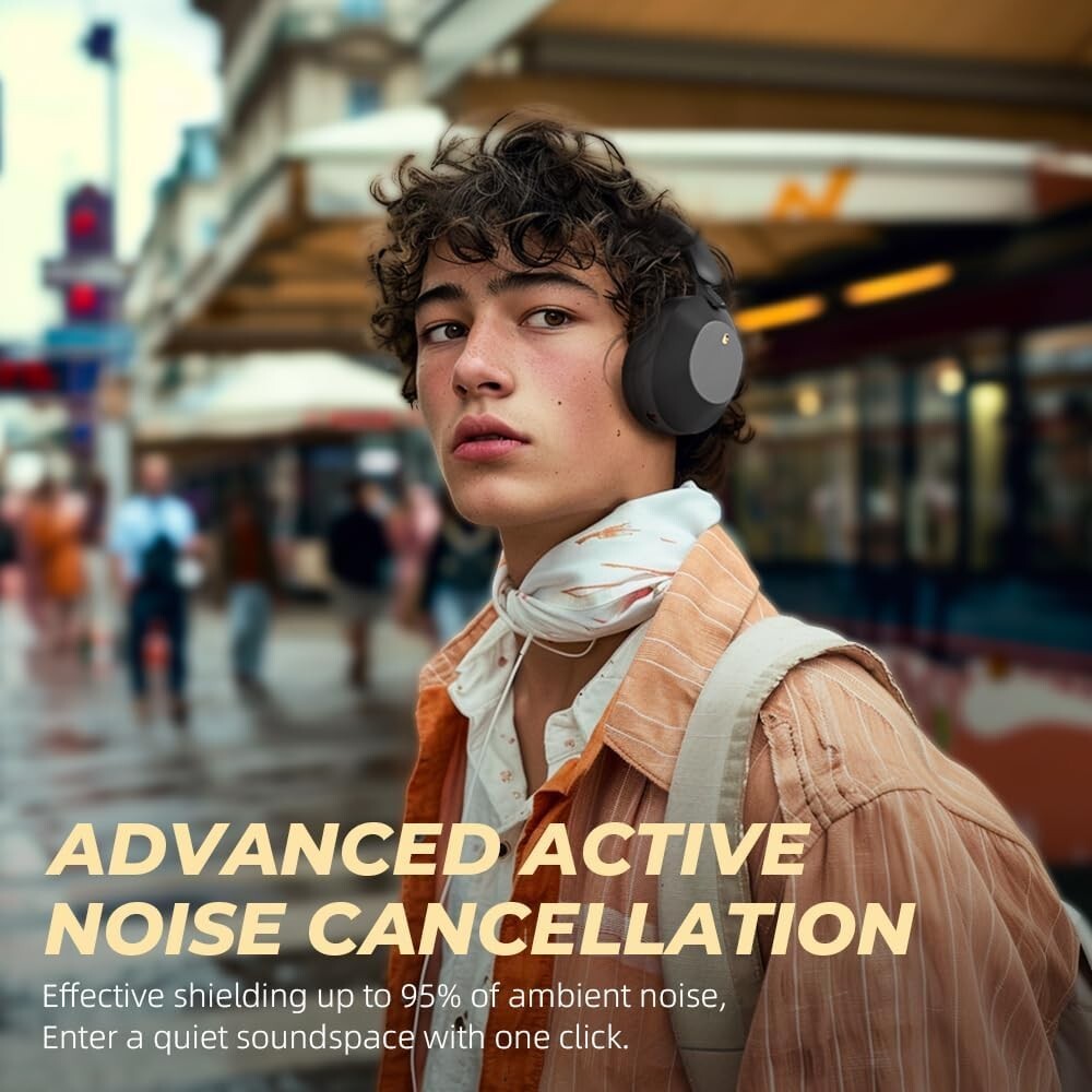 iKF-Solo Wireless Headphones Bluetooth 5.3 Active Noise Cancelling Smart App Con