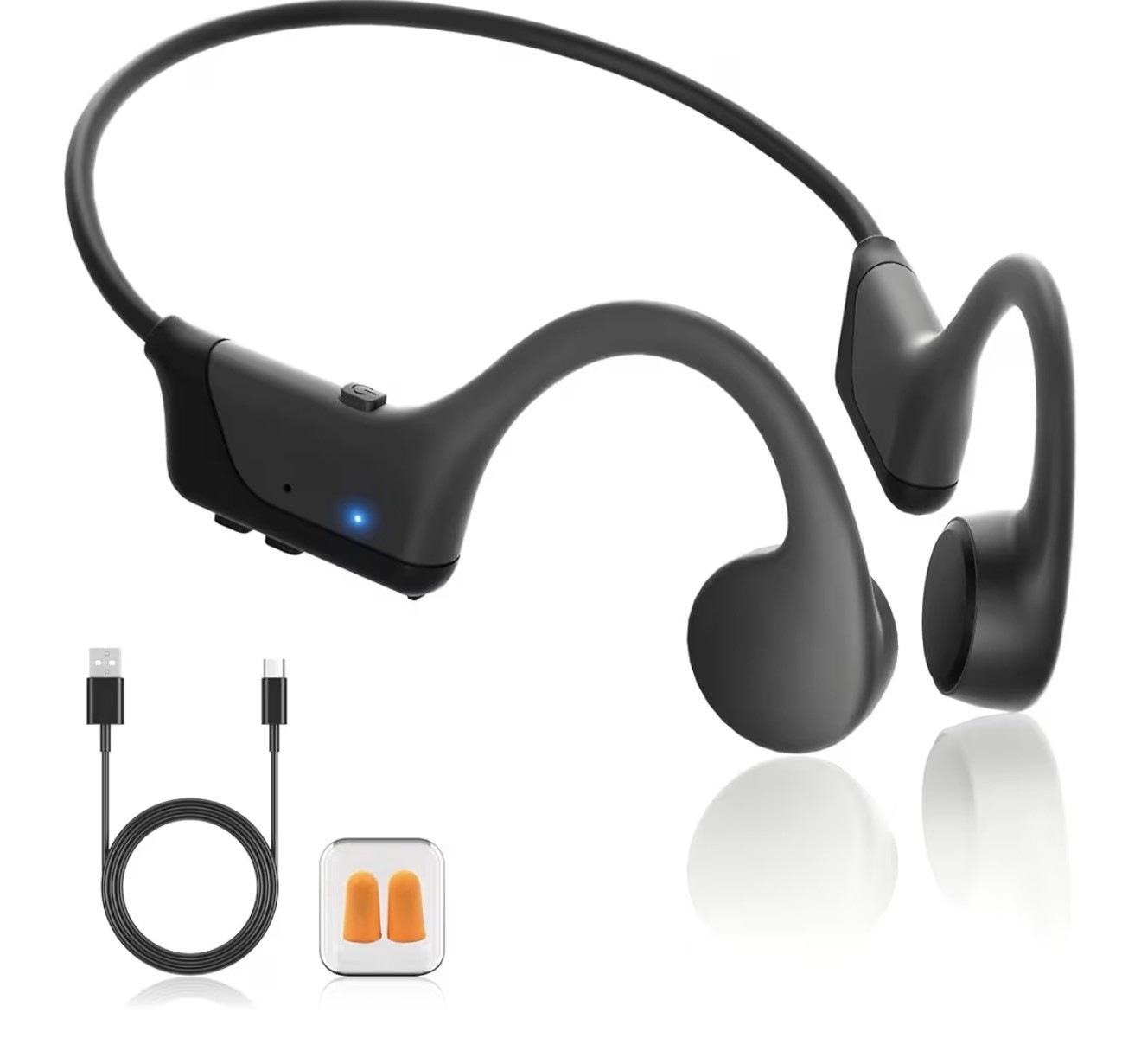 Bluetooth Bone Conduction Headphones HS1-1 Black Lightweight Adjustable Headband