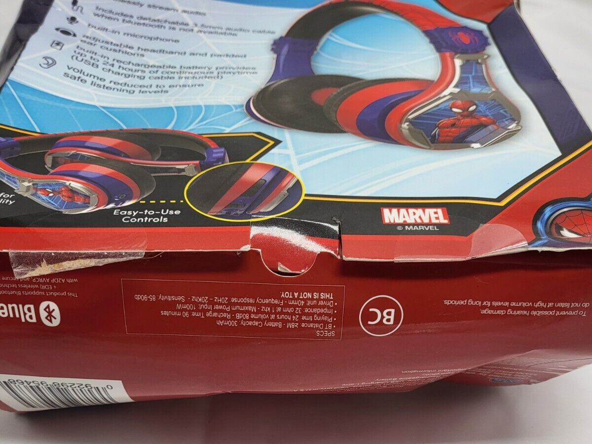 eKids Spider-Man 3 Bluetooth Wireless Headphones Volume Limited 24 Hours of Use