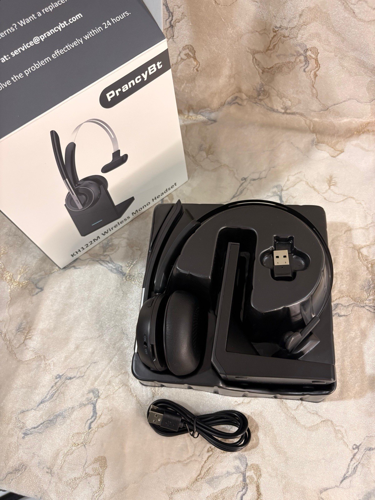 PrancyBt KH122M Bluetooth Wireless Headset with Charging Base – Open Box