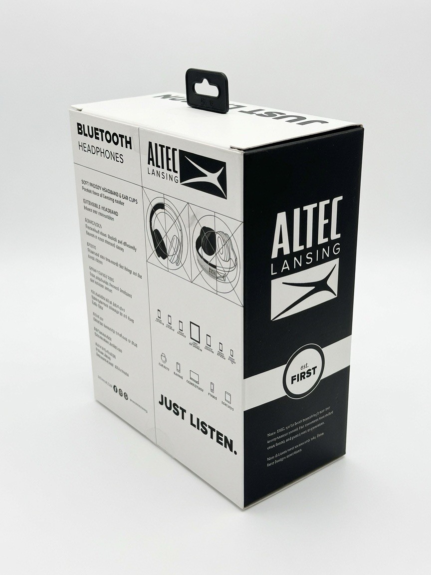 Altec Lansing Bluetooth Headphones Over-Ear Wireless Black White Cushion Comfort