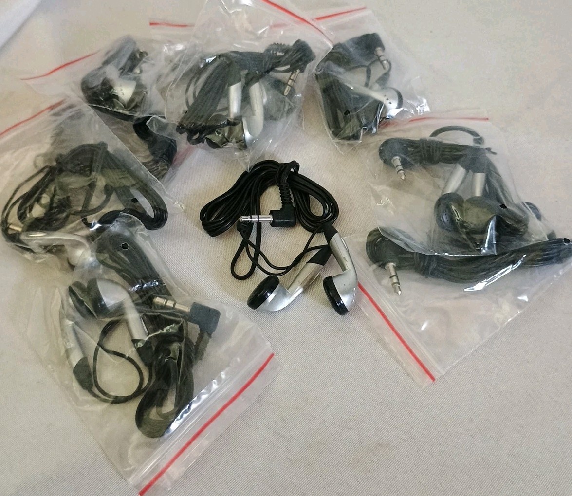 Disposable Headphones Earbuds Lot of 10 3.5mm Plug Individual Package (51)