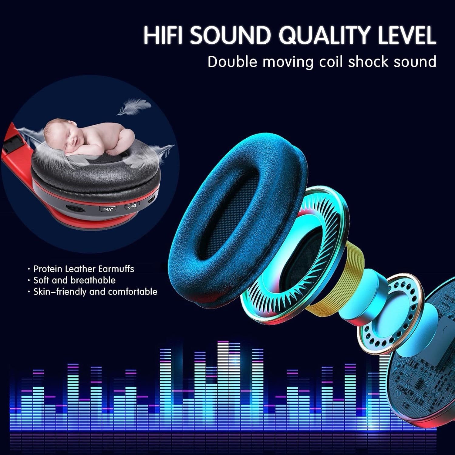 B39 Wireless Bluetooth Headphones, Foldable, LED Lights, TF Card, AUX, USB