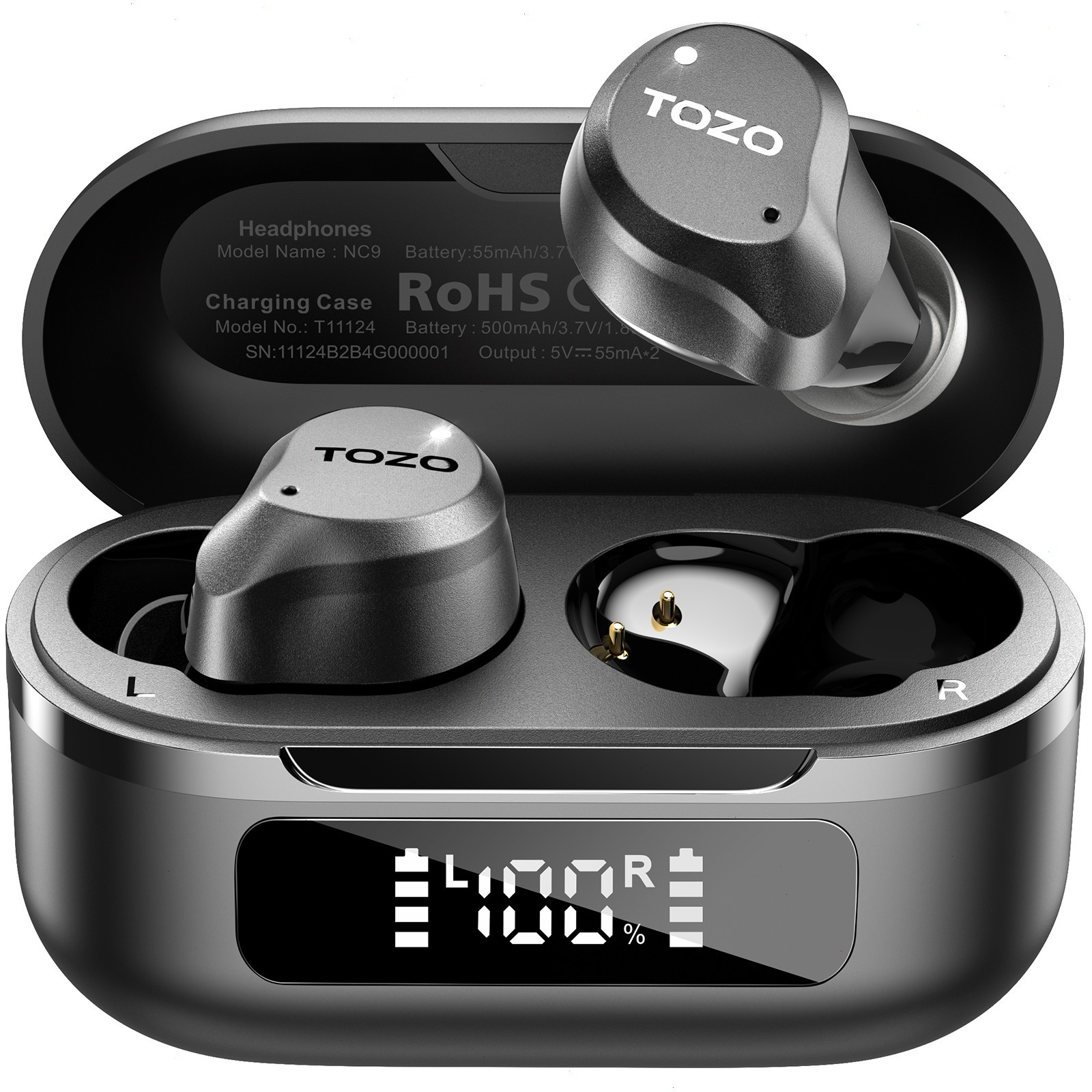TOZO NC9 Wireless Earbuds with Hybrid ANC-Modes, IPX8 Waterproof, Refurbished