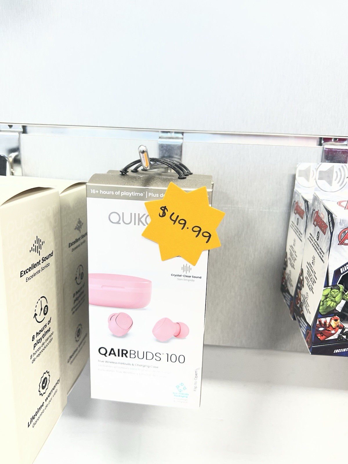 Quick cell wireless headphones, qairbuds100, 16+ hours of playtime.