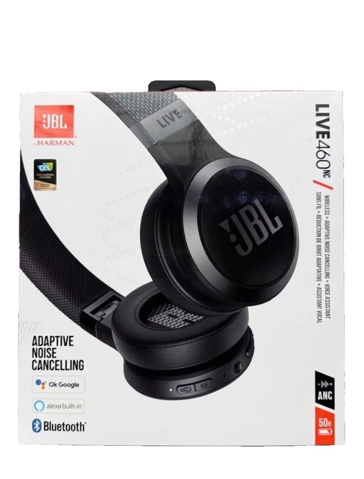 JBL Live 460NC Wireless Bluetooth On-Ear ANC Headphones Black New Sealed