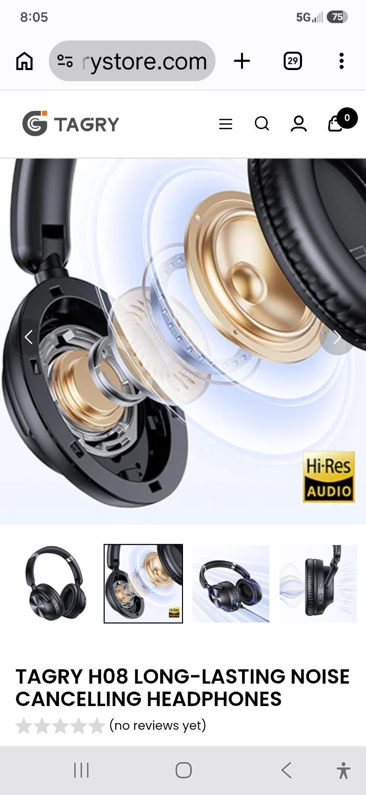 Tagry H08 Long Lasting Noise Canceling Headphones -New