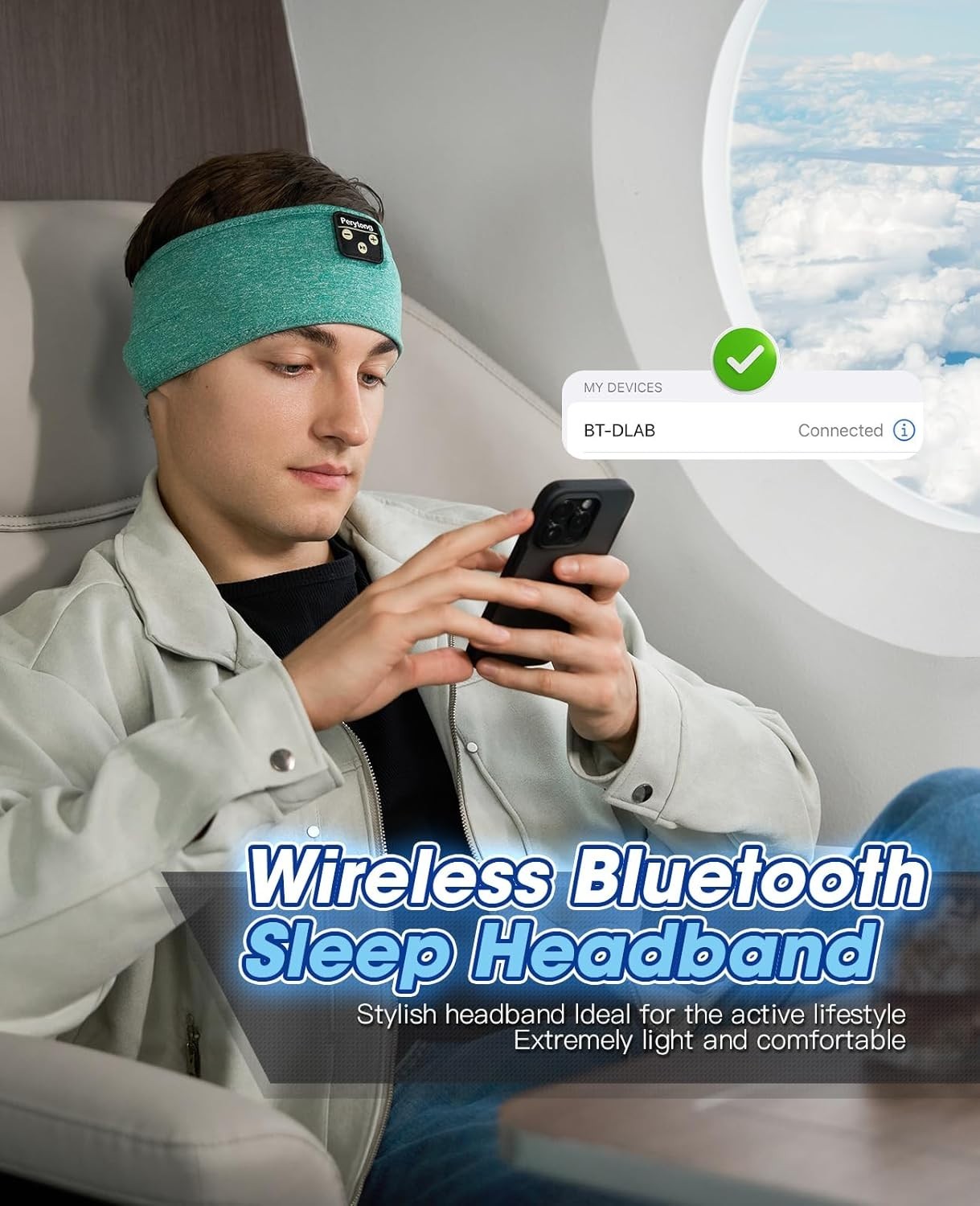 Ultra-Thin Stereo Sleep Headphones with Adjustable Headband for Travel & Sports
