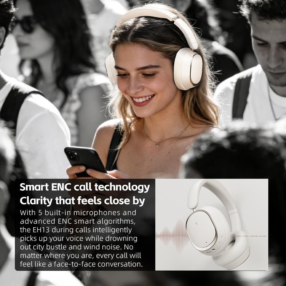 FiiO EH13 Wireless ANC Bluetooth Headphones, 42dB Hybrid ANC, (Black)