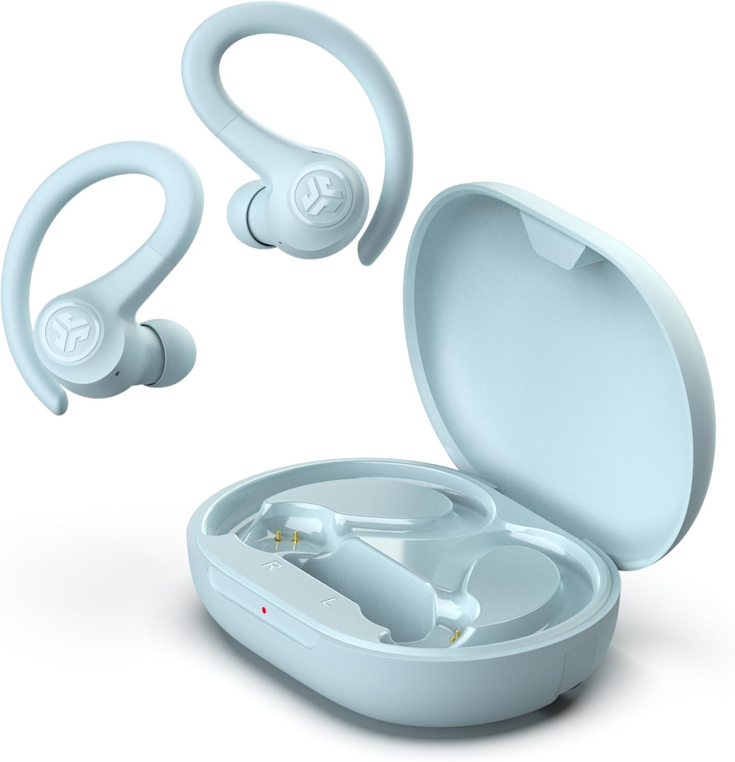 Sweatproof Go Sport+ Earbuds with Secure Fit & Custom EQ Settings – Light Blue