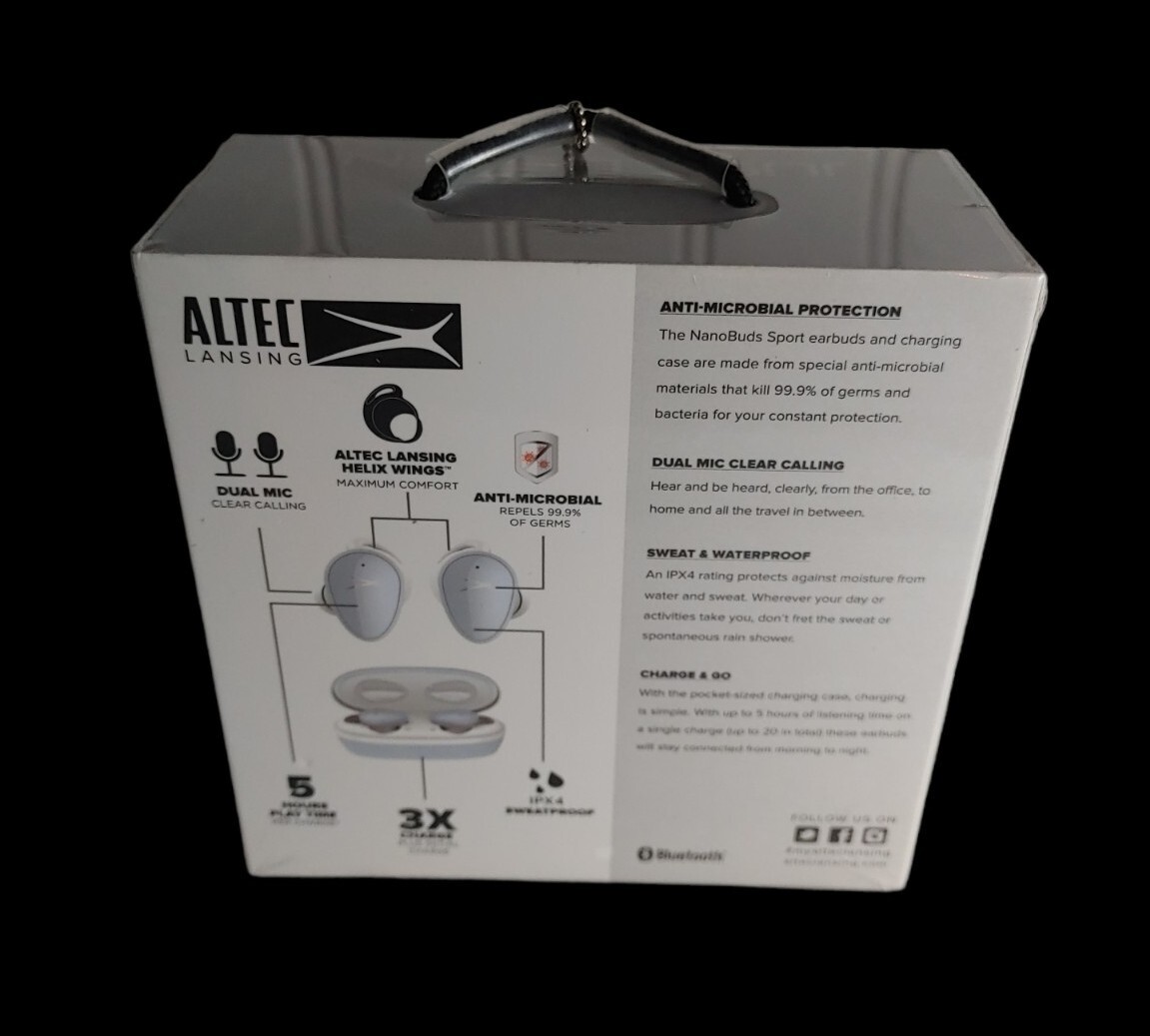 Altec Lansing Nanobuds Sport, Truly Wireless Earbuds, ICE Blue