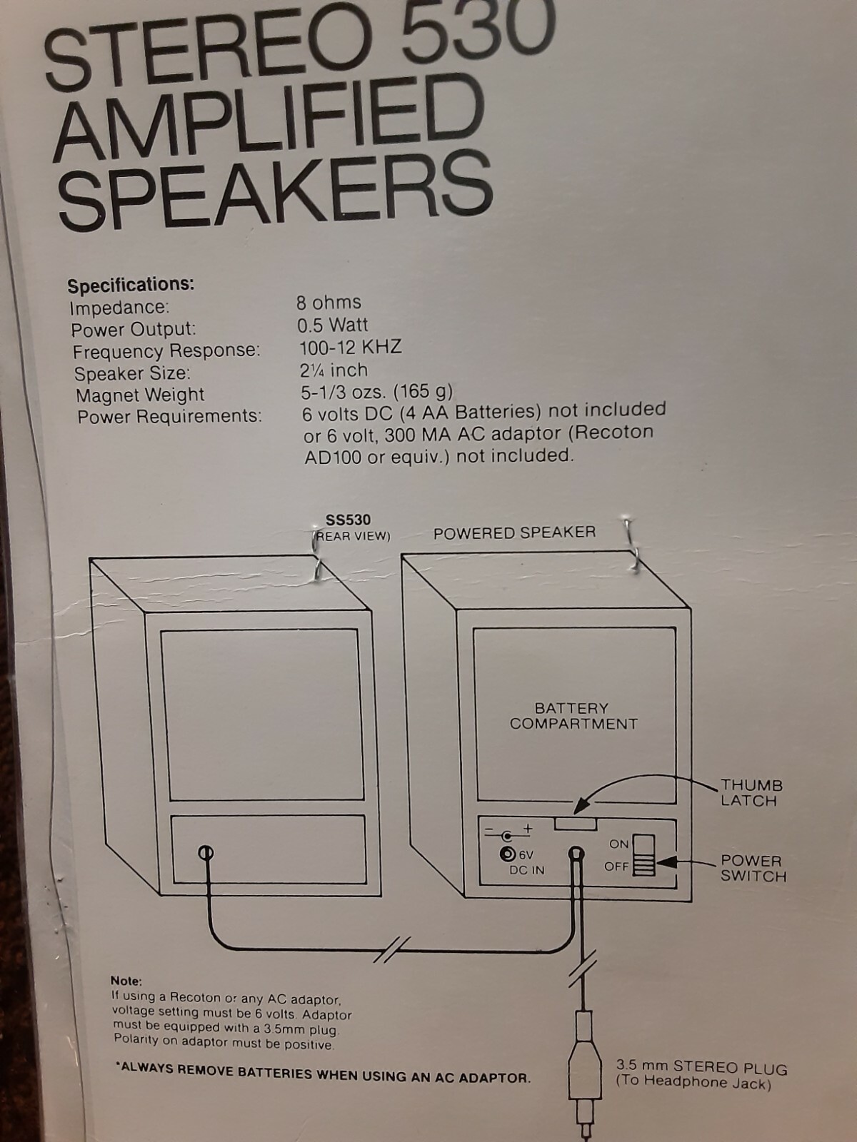 Recoton Go Lite 530 Stereo Speakers
