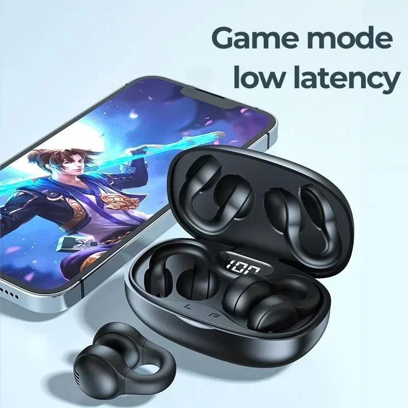 Wireless Music Headphones with Touch Control Clip-On Earbuds for Running&Cycling