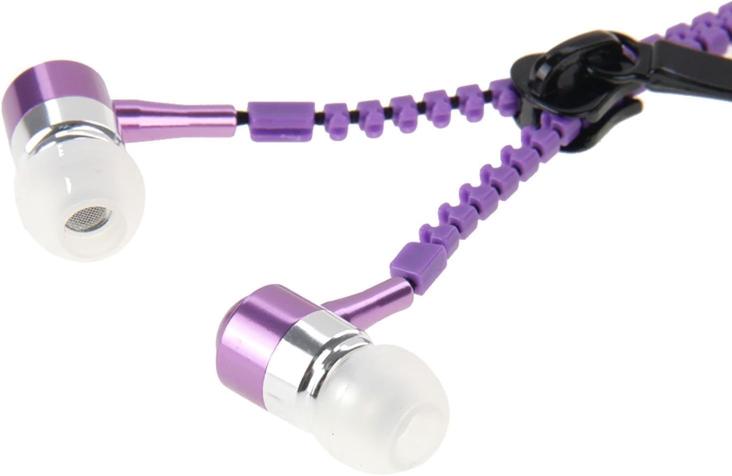 20 PACK Zipper In-Ear Stereo Earbuds Headphone Earphone Headset With Mic PURPLE