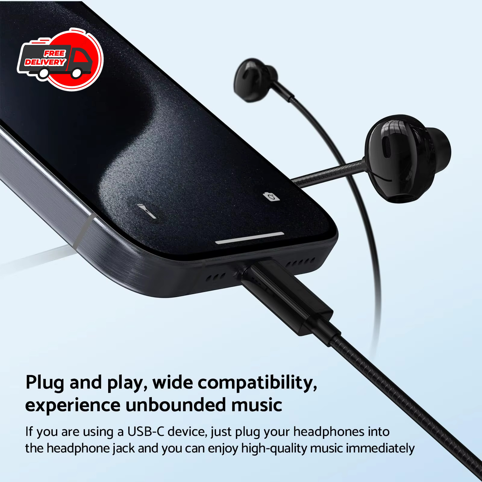 For Samsung USB-C Wired Earphones HiFi In-Ear Headphones with Mic Type-C 3.5mm