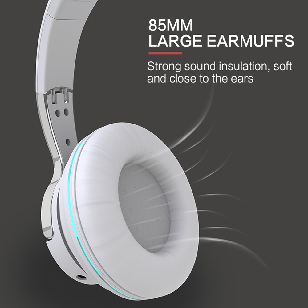 Wireless Bluetooth 5.1 Headphones Over Ear LED Headset Stereo Noise Cancelling