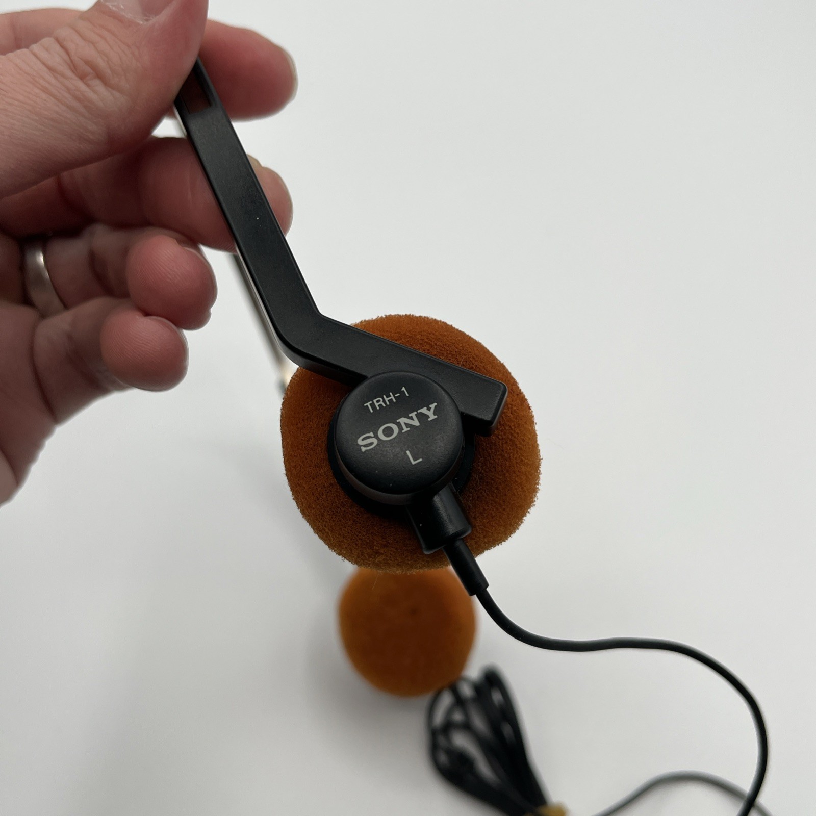 Sony TRH-1 Wired Stereo Headphones 3.5mm Jack for Walkman w/ Orange Pads, Tested