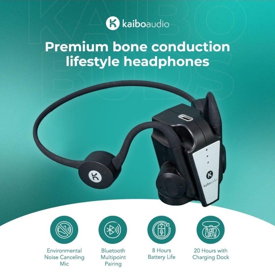 Bone Conduction Bluetooth Headphones Kaibo Flex Kaiboaudio Open Ear Black