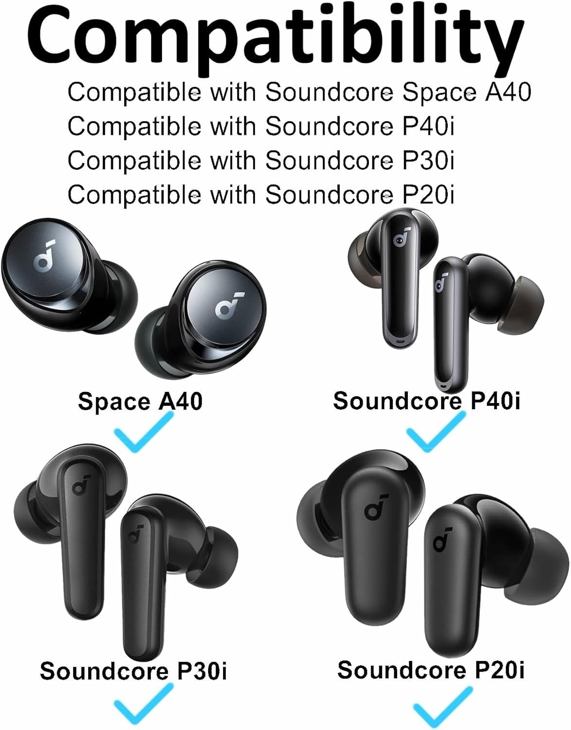 9-Pair Memory Foam and Double Flange Ear Tips Kit for Soundcore Devices