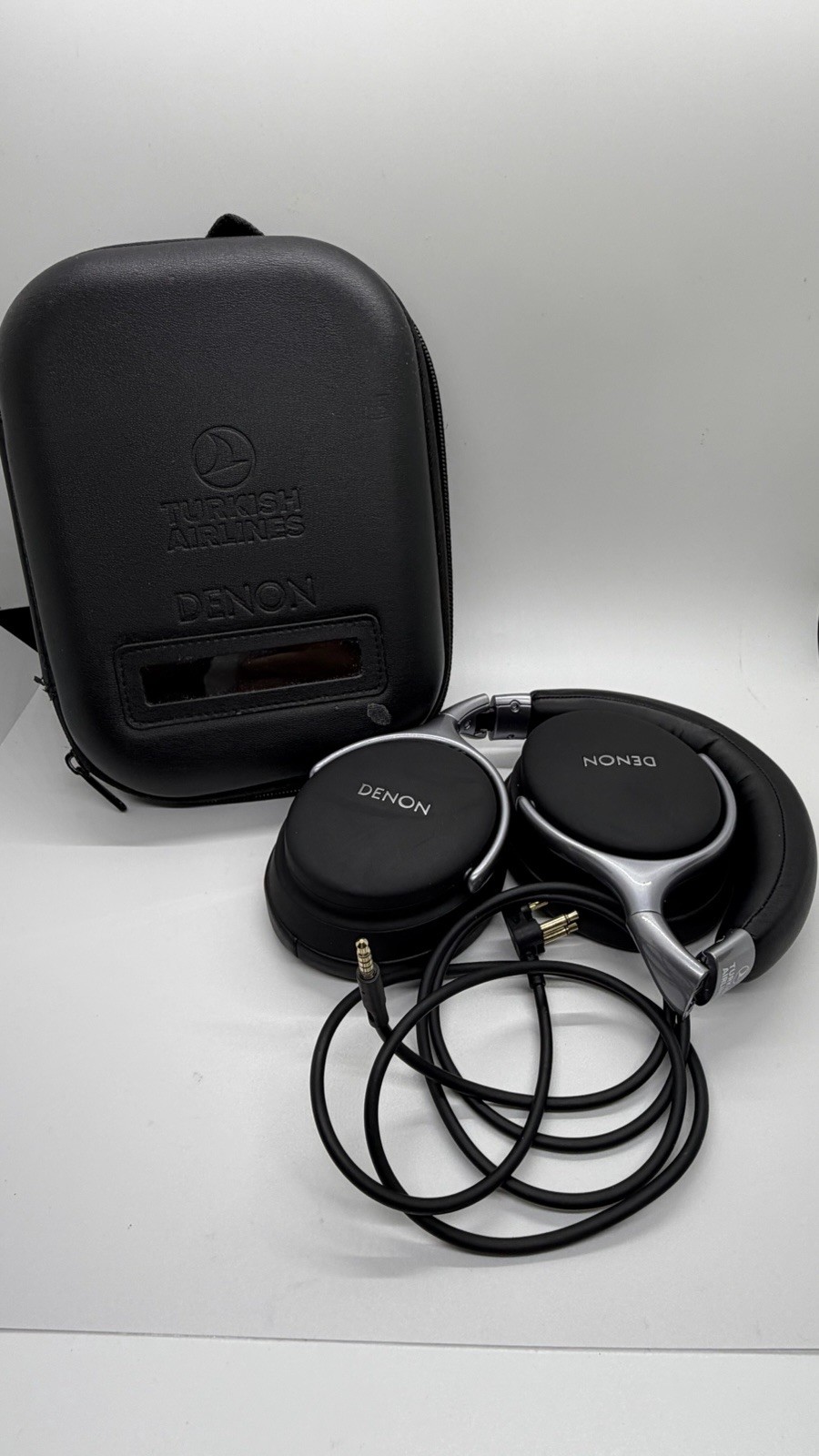 Denon, Turkish Airlines Headphones, carrying case Black and Silver, adjustable
