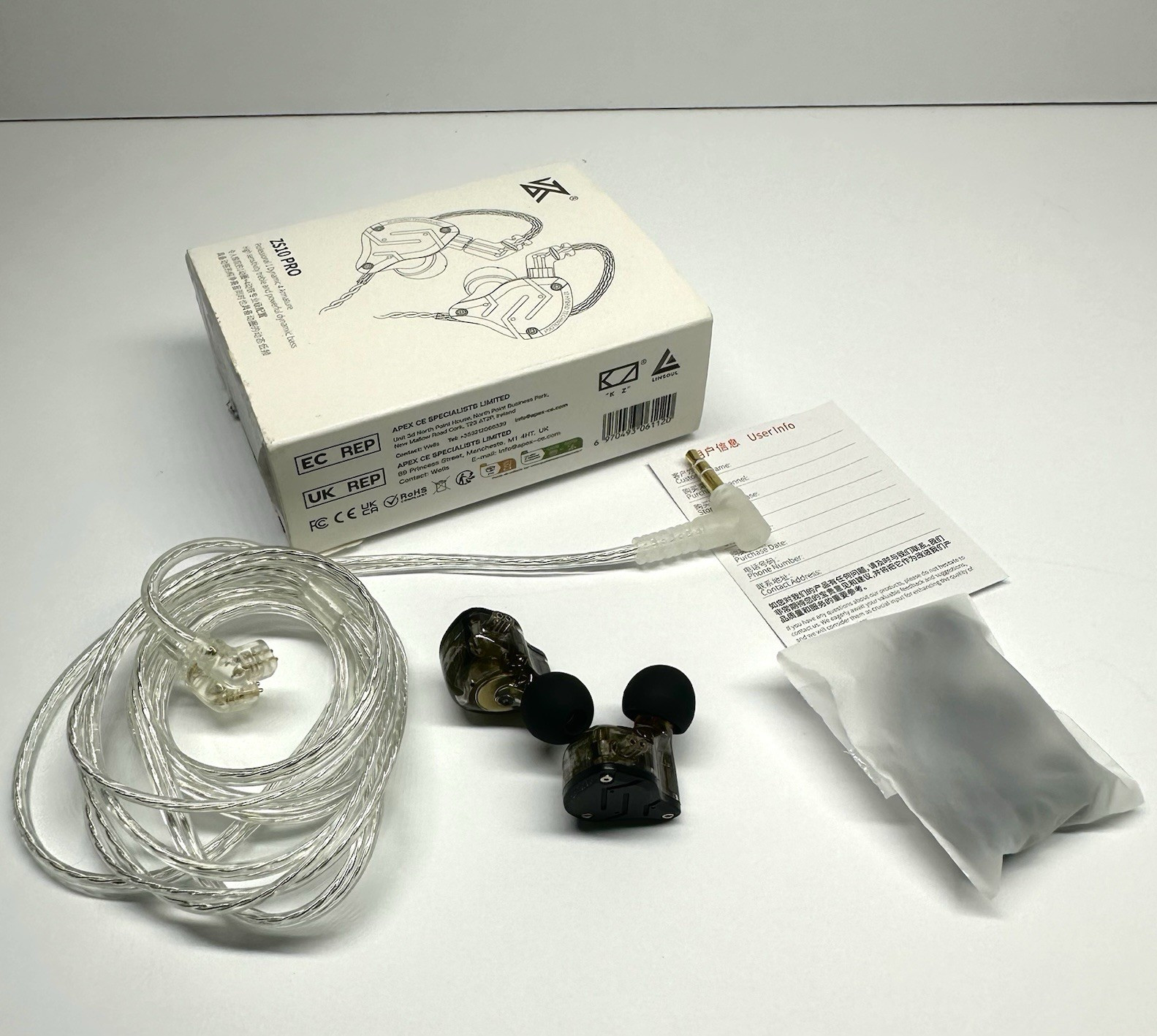 KZ ZS10 Pro Hybrid IEM Earphones 4BA+1DD HiFi In-Ear Monitor No Mic Black