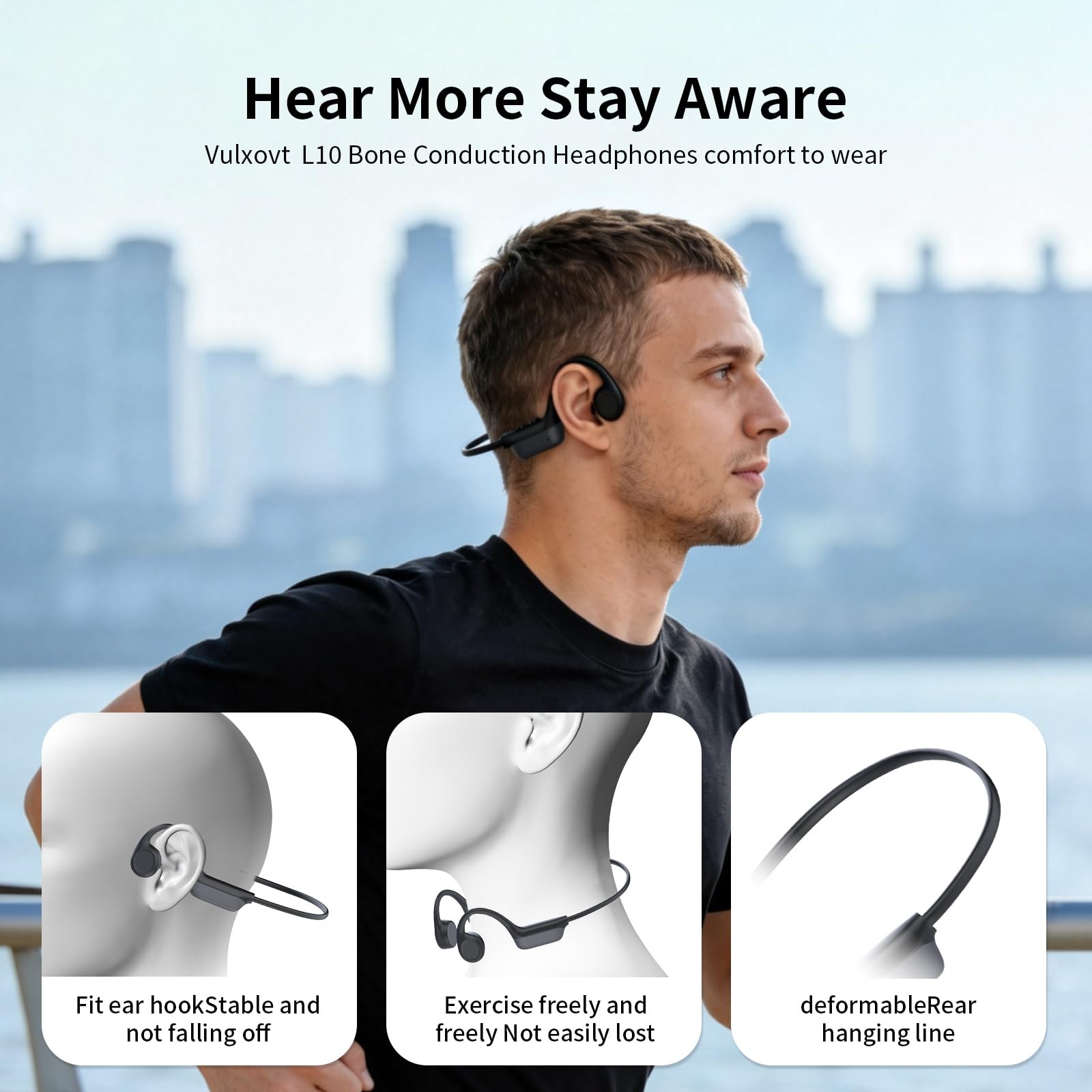 Bone Conduction Sports Headphones – 27g Ultra-Light Frame for All-Day Comfort…
