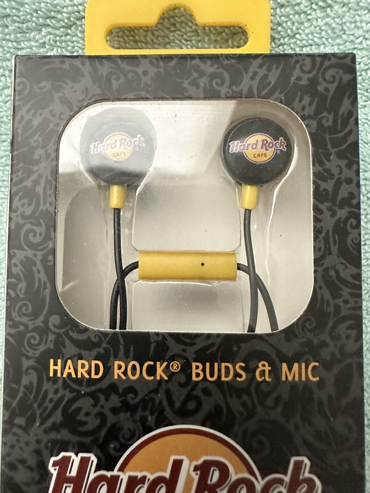 Hard Rock Cafe Headphones/Earbuds Black & Yellow In-Ear 3.5 mm Plug SEALED NEW!