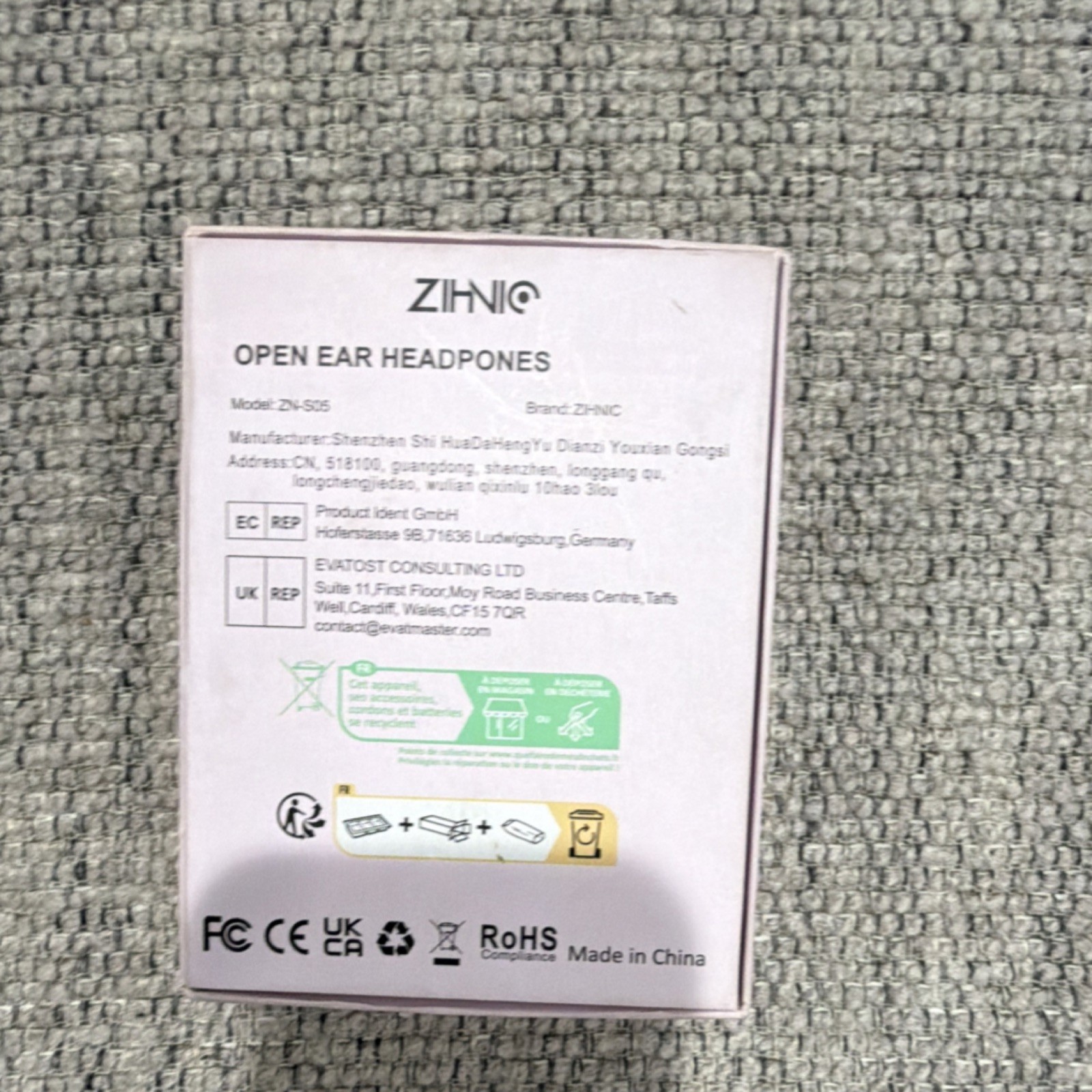 ZIHNIC ZN-S05 Open Free Air Conduction Wireless Ear-Cup Headphones Pink