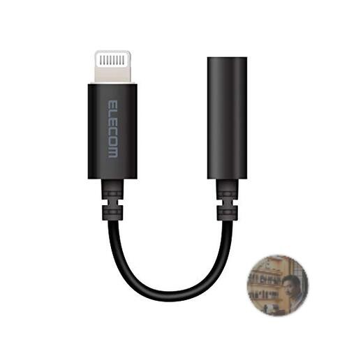 ELECOM Lightning to 3.5mm 4-Pole Headphone Adapter Cable MFi Certified Black