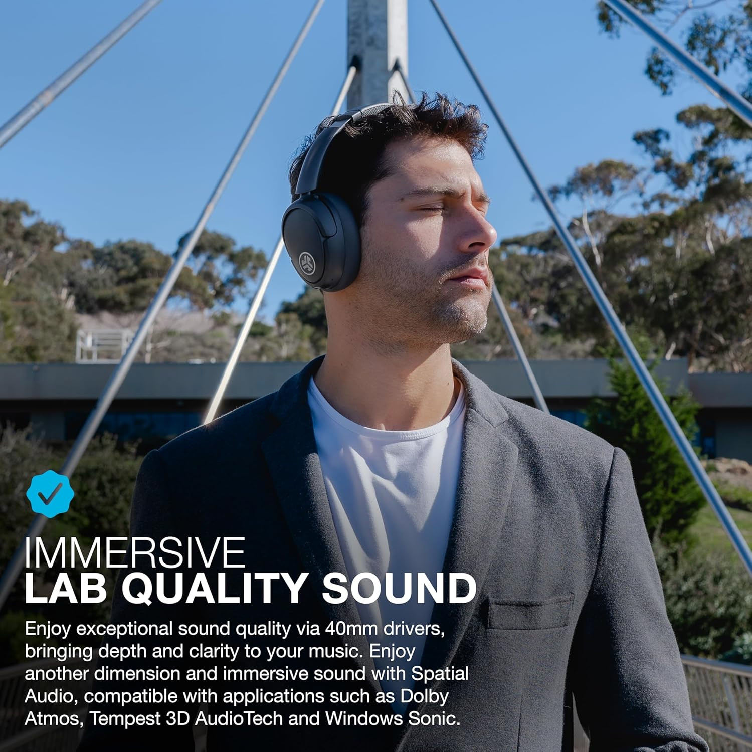 Jbuds Lux ANC, over Ear Headphones, Active Noise Cancelling, Bluetooth, Graphite